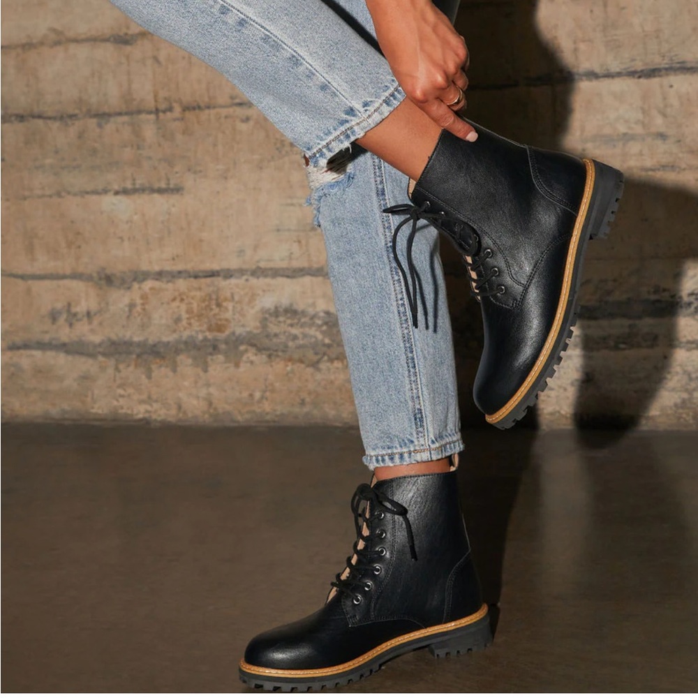 Black Lace-Up Ankle Boots